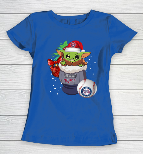 Minnesota Twins Christmas Baby Yoda Star Wars Funny Happy MLB Women's T-Shirt 9