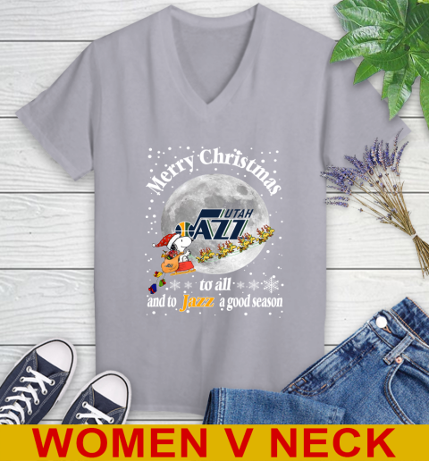 Utah Jazz Merry Christmas To All And To Jazz A Good Season NBA Basketball Sports Women's V-Neck T-Shirt 4