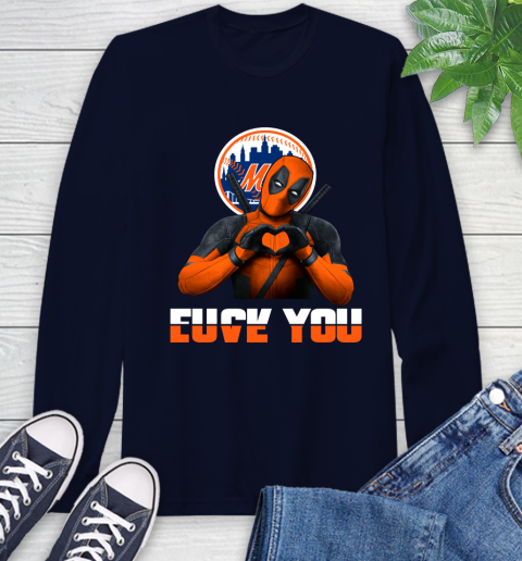 MLB New York Mets Deadpool Love You Fuck You Baseball Sports Long Sleeve T-Shirt 3
