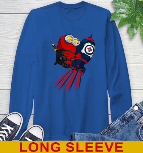 NHL Hockey Winnipeg Jets Deadpool Minion Marvel Shirt Long Sleeve T-Shirt 11