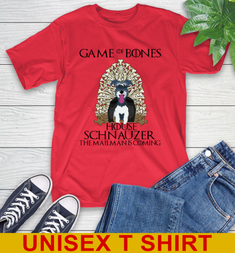 Game of bones house schnauzer dog the mailman is coming tshirt 10
