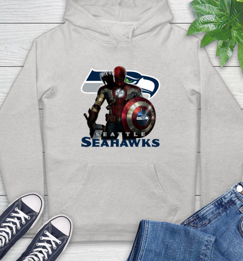 NFL Captain America Thor Spider Man Hawkeye Avengers Endgame Football Seattle Seahawks Hoodie