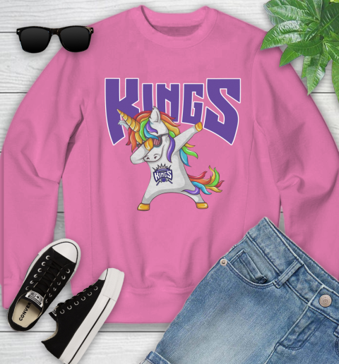 Sacramento Kings NBA Basketball Funny Unicorn Dabbing Sports Youth Sweatshirt 7