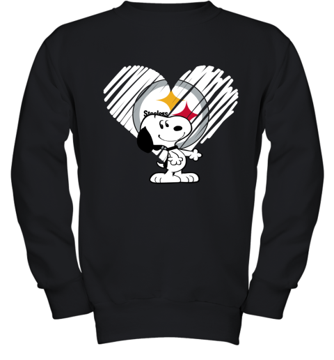 I Love Pitburg Steelers Snoopy In My Heart NFL Youth Sweatshirt