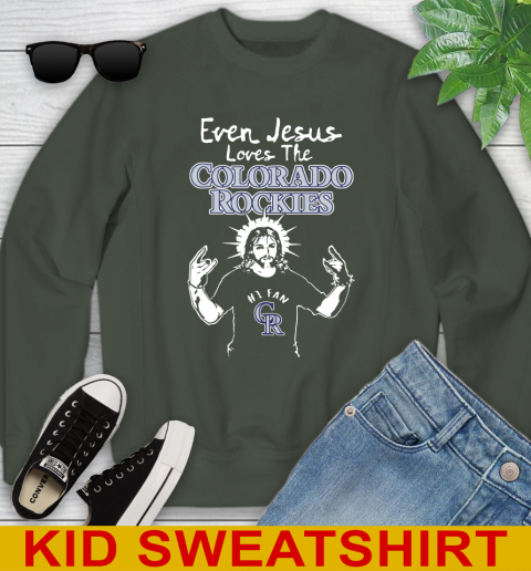 Colorado Rockies MLB Baseball Even Jesus Loves The Rockies Shirt Youth Sweatshirt 8