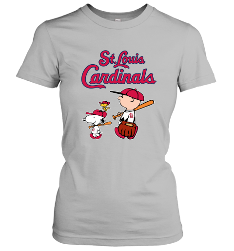 St Louis Cardinals Let's Play Baseball Together Snoopy MLB Women's T-Shirt
