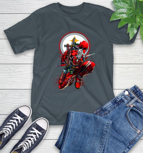 NFL Deadpool Marvel Comics Sports Football Pittsburgh Steelers T-Shirt 9