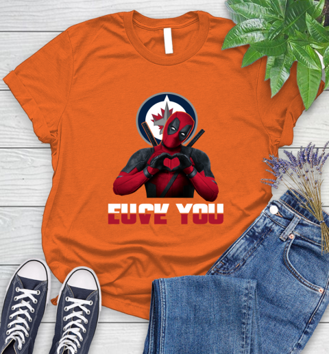 NHL Winnipeg Jets Deadpool Love You Fuck You Hockey Sports Women's T-Shirt 3