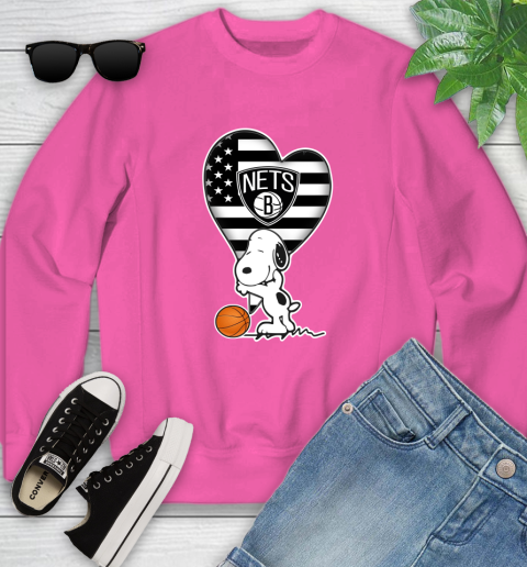 Brooklyn Nets NBA Basketball The Peanuts Movie Adorable Snoopy Youth Sweatshirt 7