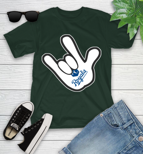 Kansas City Royals MLB Baseball Mickey Rock Hand Disney Youth T-Shirt 5