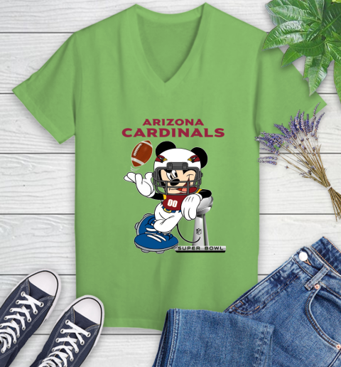 NFL Arizona Cardinals Mickey Mouse Disney Super Bowl Football T Shirt Women's V-Neck T-Shirt 11