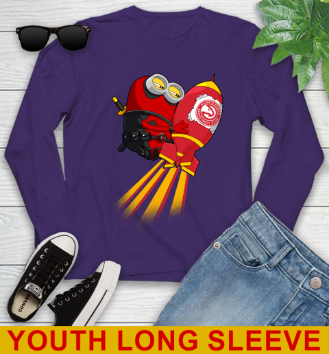 NBA Basketball Atlanta Hawks Deadpool Minion Marvel Shirt Youth Long Sleeve 4