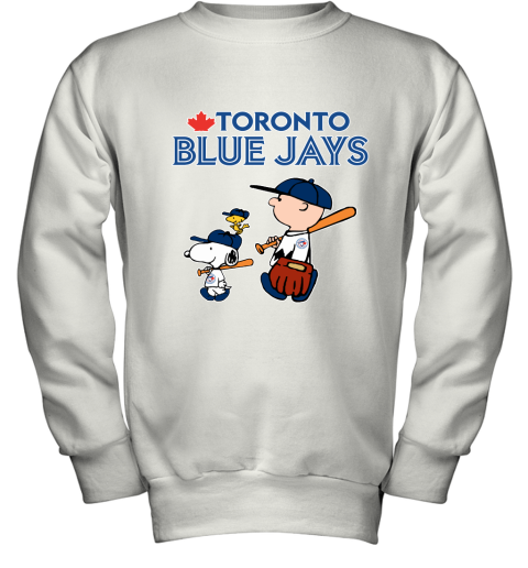 Toronto Blue Jays Let's Play Baseball Together Snoopy MLB Youth Sweatshirt