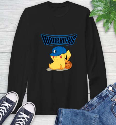 NBA Pikachu Basketball Sports Dallas Mavericks Long Sleeve T-Shirt 2
