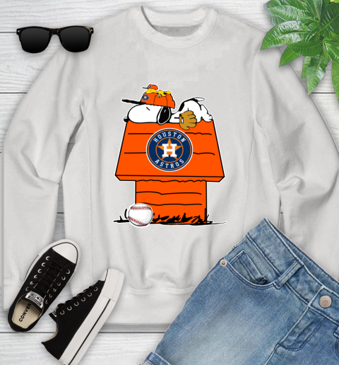 MLB Houston Astros Snoopy Woodstock The Peanuts Movie Baseball T Shirt Youth Sweatshirt