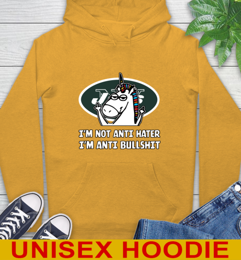 New York Jets NFL Football Unicorn I'm Not Anti Hater I'm Anti Bullshit Hoodie 3