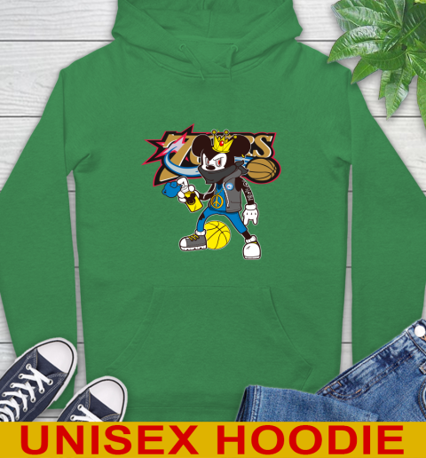 Philadelphia 76ers NBA Basketball Mickey Peace Sign Sports Hoodie 8