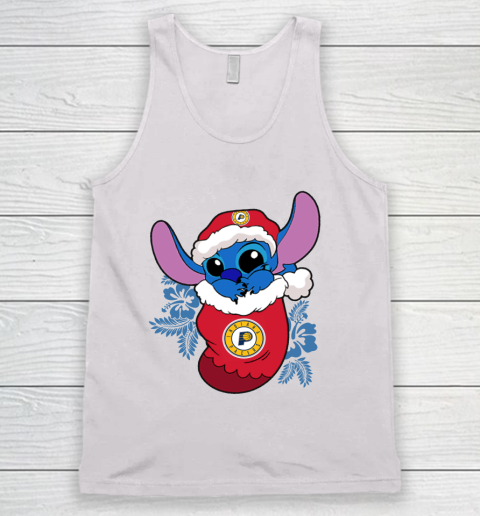 Indiana Pacers Christmas Stitch In The Sock Funny Disney NBA Tank Top 2