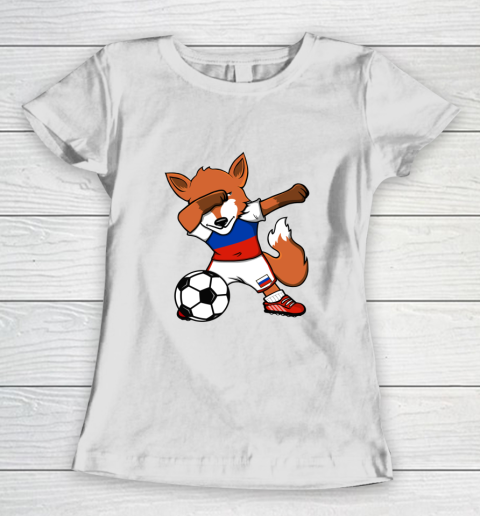 Dabbing Fox Russia Soccer Fans Jersey Russian Football Lover Women's T-Shirt