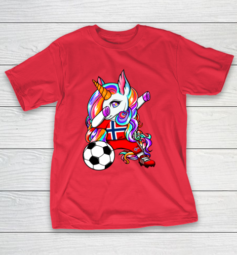 Dabbing Unicorn Norway Soccer Fans Jersey Norwegian Football T-Shirt 22