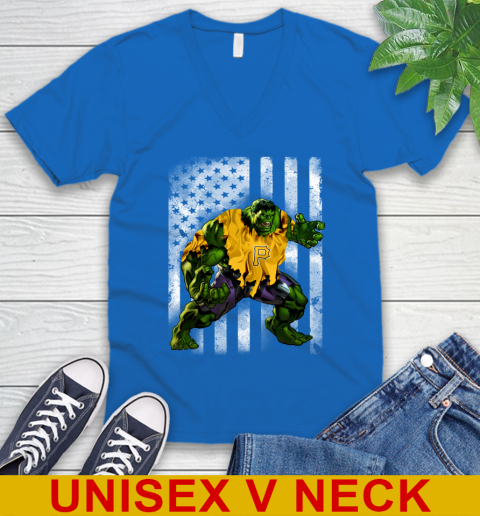 Pittsburgh Pirates Hulk Marvel Avengers MLB Baseball American Flag V-Neck T-Shirt 5