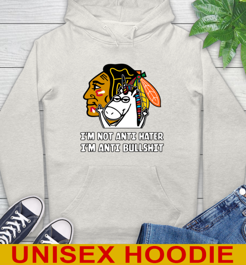 Chicago Blackhawks NHL Hockey Unicorn I'm Not Anti Hater I'm Anti Bullshit Hoodie 12