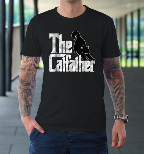 The Catfather Black Cat Father Mafia Whiskers Male Daddy T-Shirt