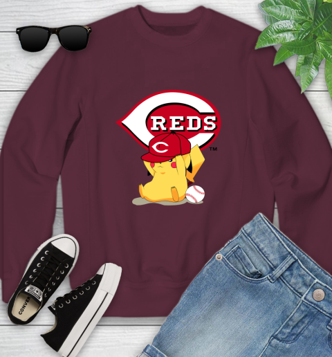 MLB Pikachu Baseball Sports Cincinnati Reds Youth Sweatshirt 5