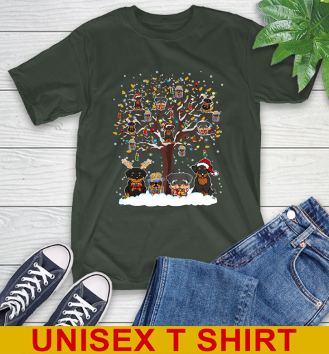 Rottweiler dog pet lover light christmas tree shirt 6