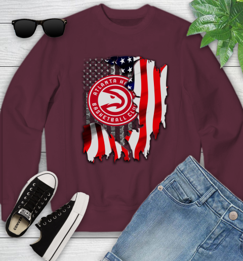 Atlanta Hawks NBA Basketball American Flag Youth Sweatshirt 4