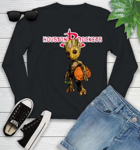 Houston Rockets NBA Basketball Groot Marvel Guardians Of The Galaxy Youth Long Sleeve 2