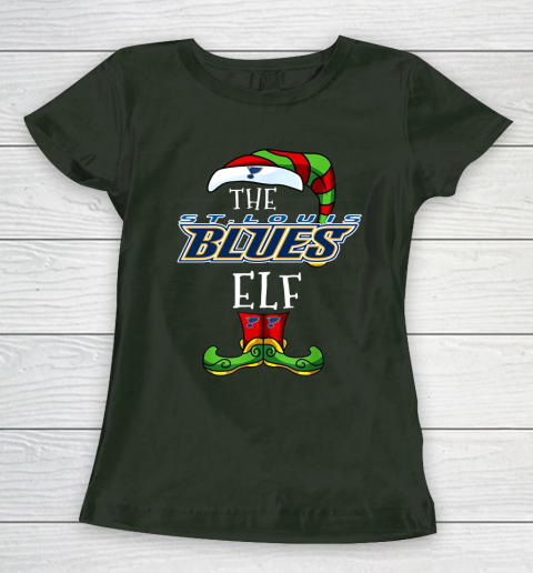 St.Louis Blues Christmas ELF Funny NHL Women's T-Shirt 4