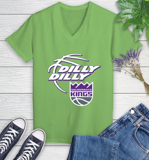 NBA Sacramento Kings Dilly Dilly Basketball Sports Women's V-Neck T-Shirt 11