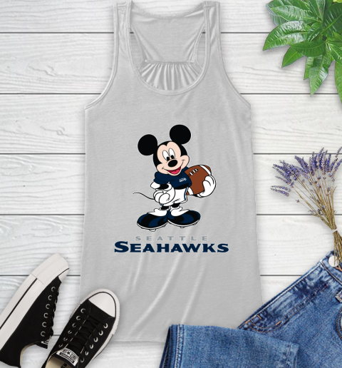 NFL Football Seattle Seahawks Cheerful Mickey Mouse Shirt Racerback Tank 2