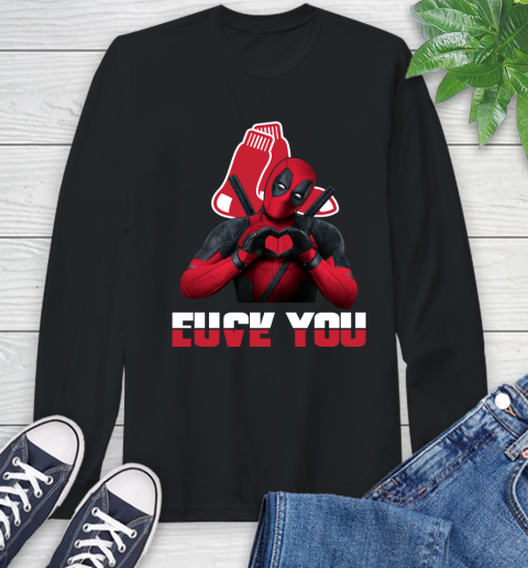 MLB Boston Red Sox Deadpool Love You Fuck You Baseball Sports Long Sleeve T-Shirt