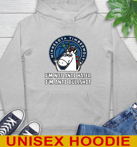 Minnesota Timberwolves NBA Basketball Unicorn I'm Not Anti Hater I'm Anti Bullshit Hoodie 6