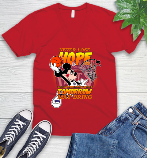 Sacramento Kings NBA Basketball Mickey Disney Never Lose Hope V-Neck T-Shirt 6