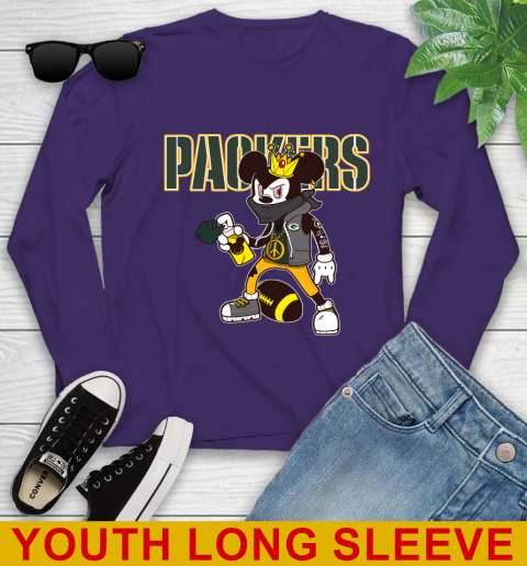 Green Bay Packers NFL Football Mickey Peace Sign Sports Youth Long Sleeve 5