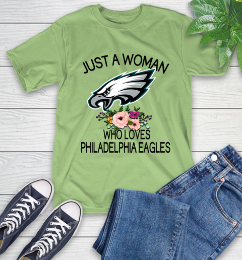 NFL Just A Woman Who Loves Philadelphia Eagles Football Sports T-Shirt 9