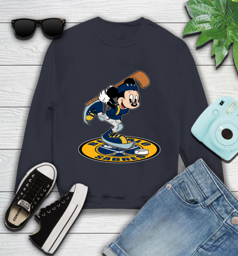 NHL Hockey Buffalo Sabres Cheerful Mickey Disney Shirt Youth Sweatshirt 3