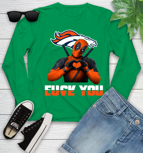 NHL Denver Broncos Deadpool Love You Fuck You Football Sports Youth Long Sleeve 7