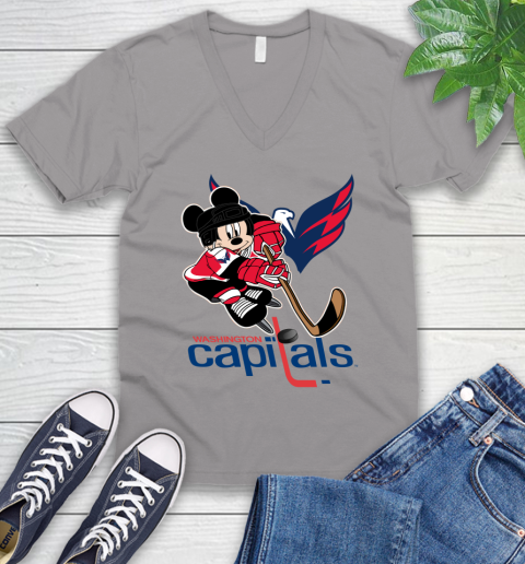 NHL Washington Capitals Mickey Mouse Disney Hockey T Shirt V-Neck T-Shirt 4