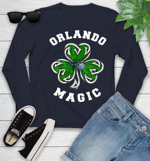 NBA Orlando Magic Three Leaf Clover St Patrick's Day Basketball Sports Youth Long Sleeve 2
