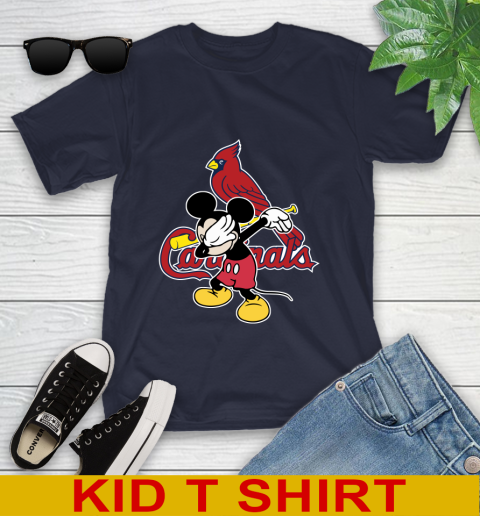 St.Louis Cardinals MLB Baseball Dabbing Mickey Disney Sports Youth T-Shirt 3