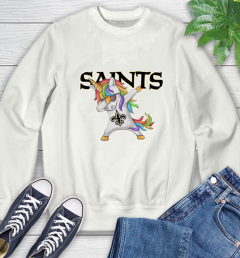 New Orleans Saints NFL Football Funny Unicorn Dabbing Sports Sweatshirt