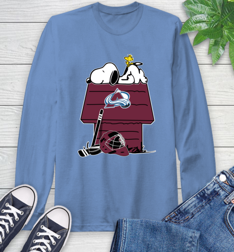 Colorado Avalanche NHL Hockey Snoopy Woodstock The Peanuts Movie Long Sleeve T-Shirt 11