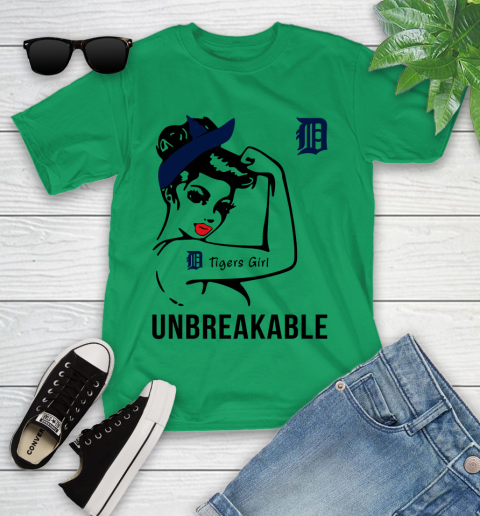 MLB Detroit Tigers Girl Unbreakable Baseball Sports Youth T-Shirt 3