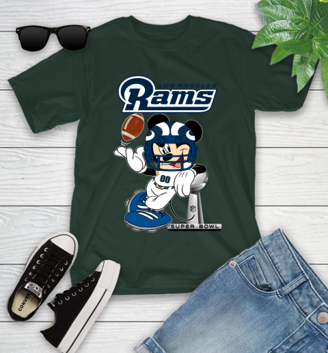 NFL Los Angeles Rams Mickey Mouse Disney Super Bowl Football T Shirt Youth T-Shirt 5