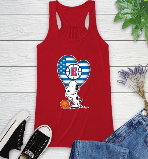LA Clippers NBA Basketball The Peanuts Movie Adorable Snoopy Racerback Tank 6