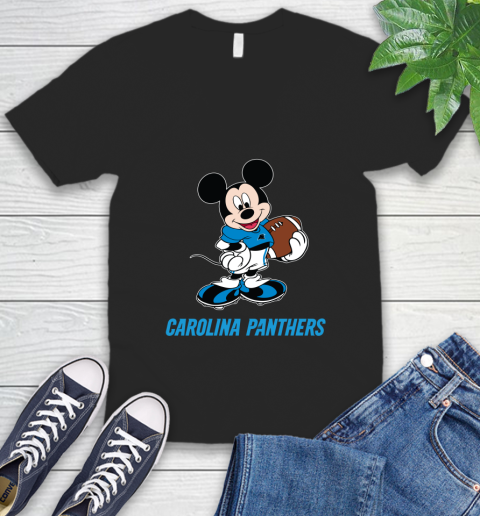 NFL Football Carolina Panthers Cheerful Mickey Mouse Shirt V-Neck T-Shirt